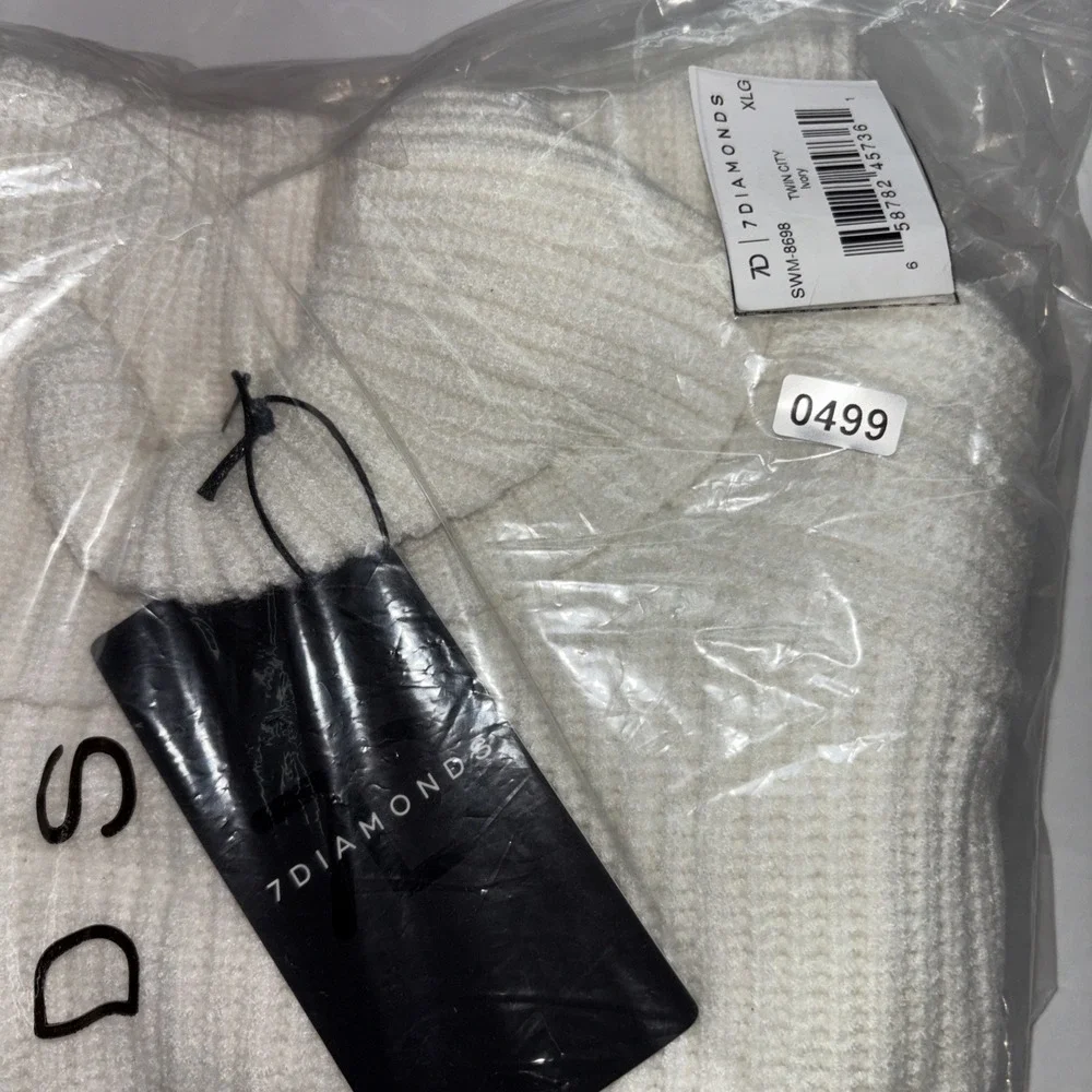 7 Diamonds Men's Twin City Rolled Turtleneck Sweater XL  Ivory 4 Way Stretch NWT